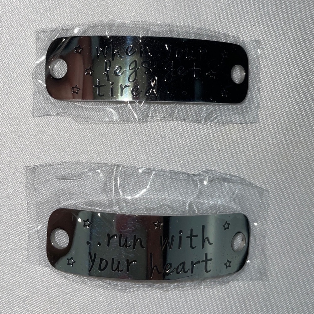 NEW Shoe lace charms. When your legs get tired… run with your heart.